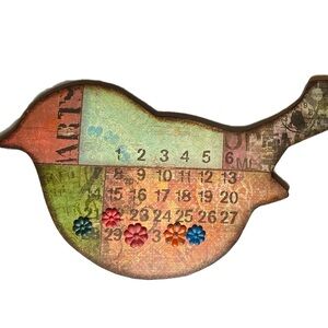 Farmhouse Metal Bird Calendar Multicolor Magnet Flower Placeholders
